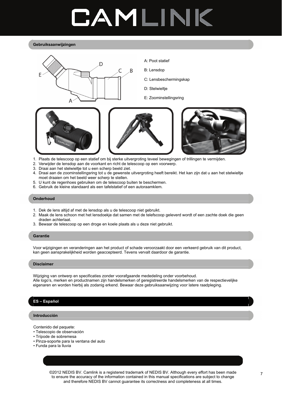 Camlink CSP50 Spotting Scope User Manual | Page 7 / 20