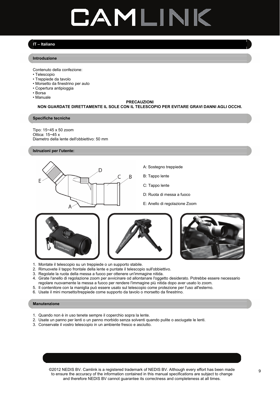Camlink CSP50 Spotting Scope User Manual | Page 9 / 20