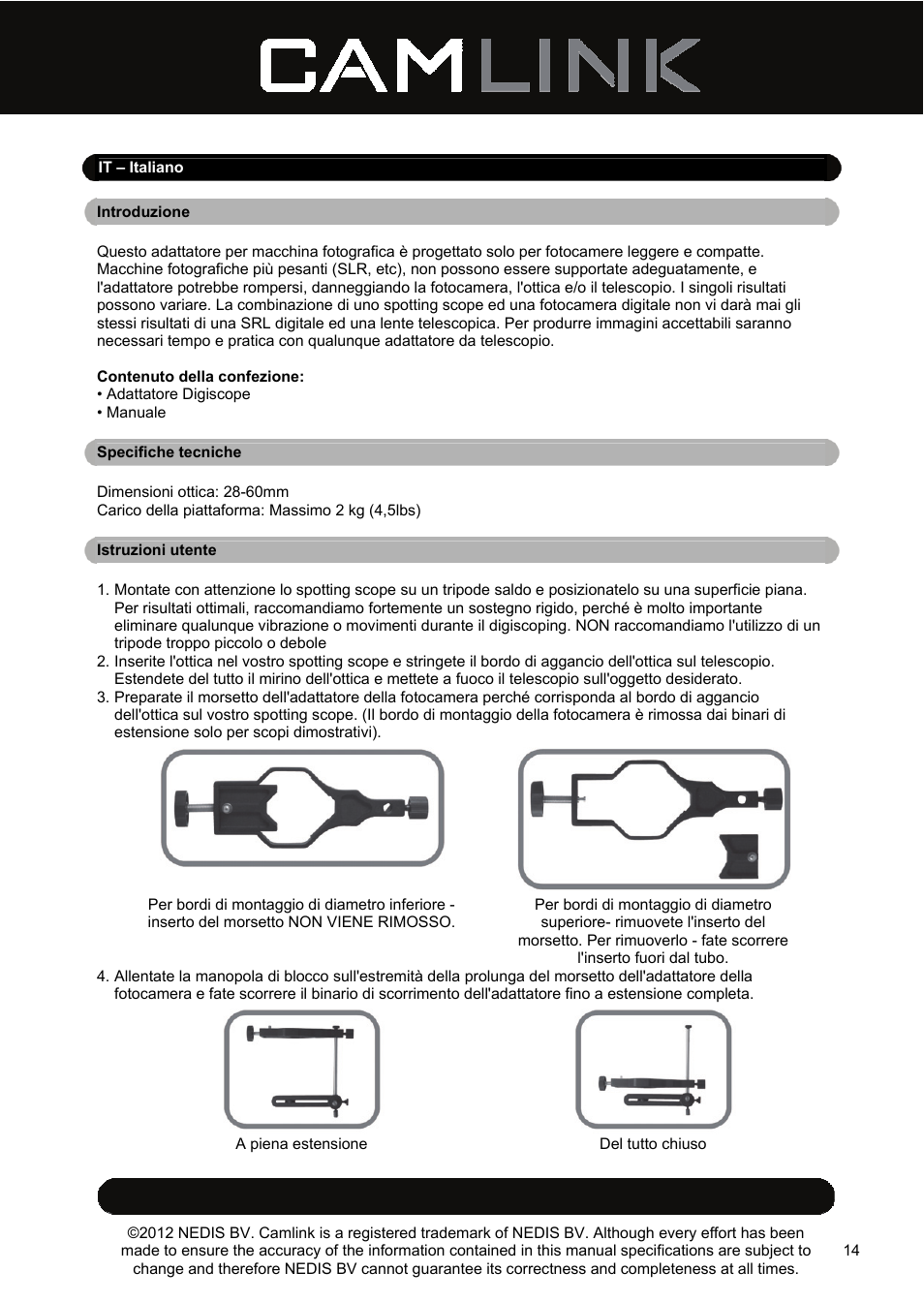 Camlink DSA2 Digiscope adapter User Manual | Page 14 / 35