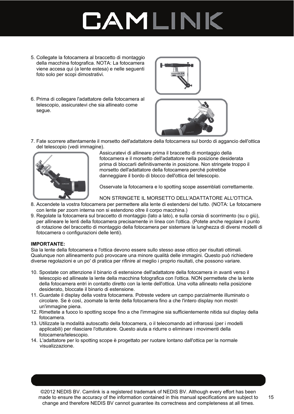 Camlink DSA2 Digiscope adapter User Manual | Page 15 / 35
