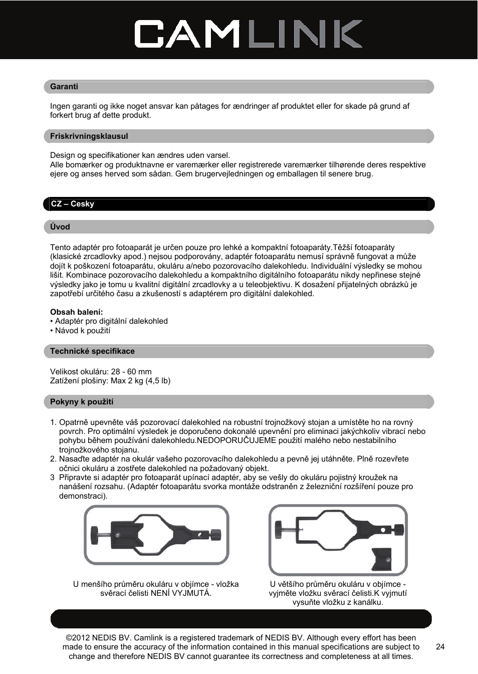 Camlink DSA2 Digiscope adapter User Manual | Page 24 / 35