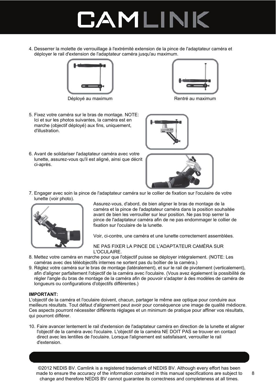 Camlink DSA2 Digiscope adapter User Manual | Page 8 / 35