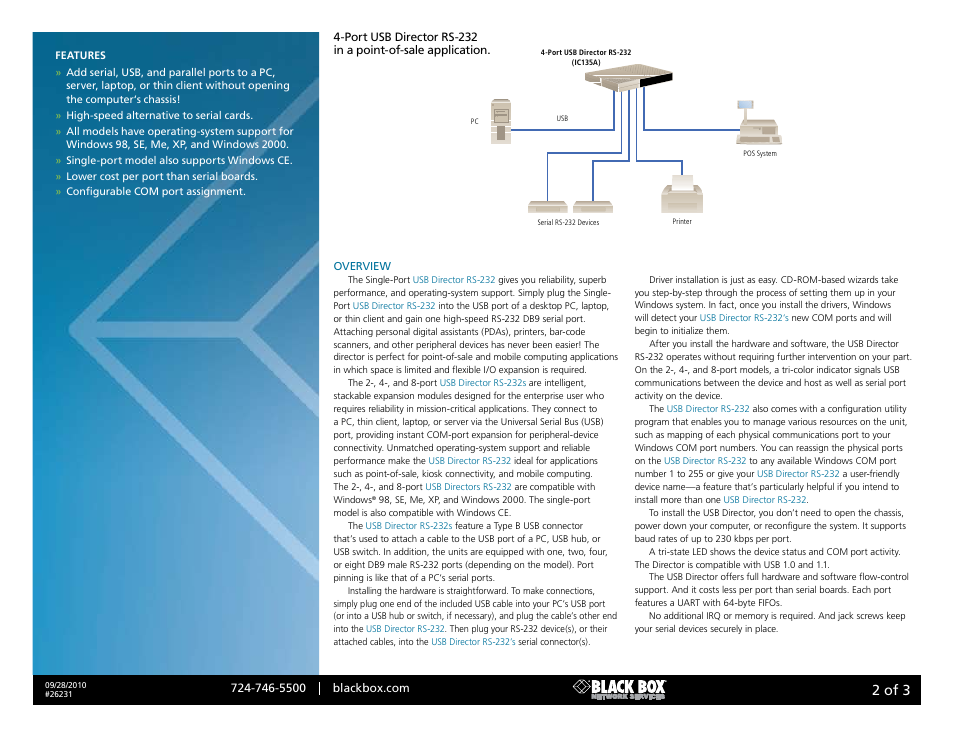 Black box, 2 of 3 | Black Box USB DIRECTOR RS-232 User Manual | Page 2 / 3