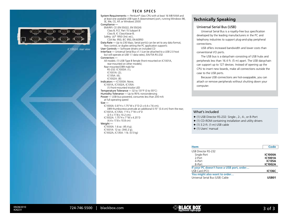 Black box, 3 of 3, Technically speaking | Black Box USB DIRECTOR RS-232 User Manual | Page 3 / 3