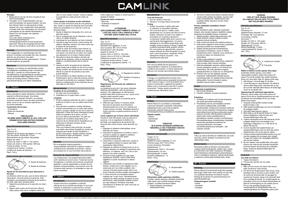 Camlink 8x21 mm black binoculars User Manual | Page 2 / 4