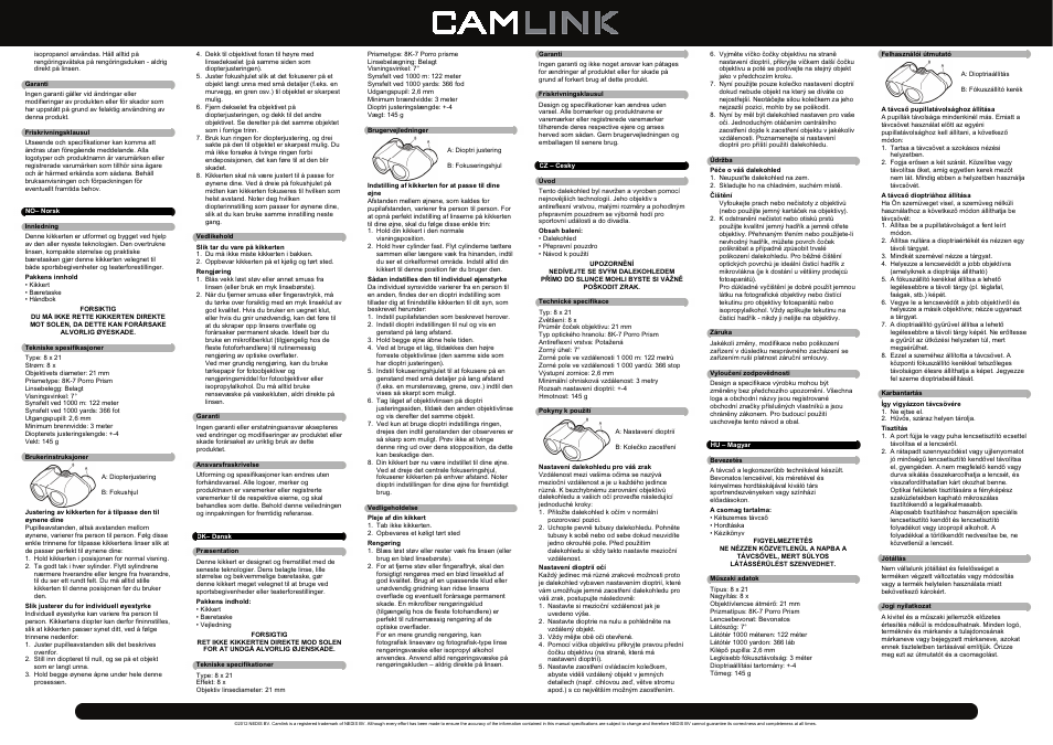 Camlink 8x21 mm black binoculars User Manual | Page 3 / 4