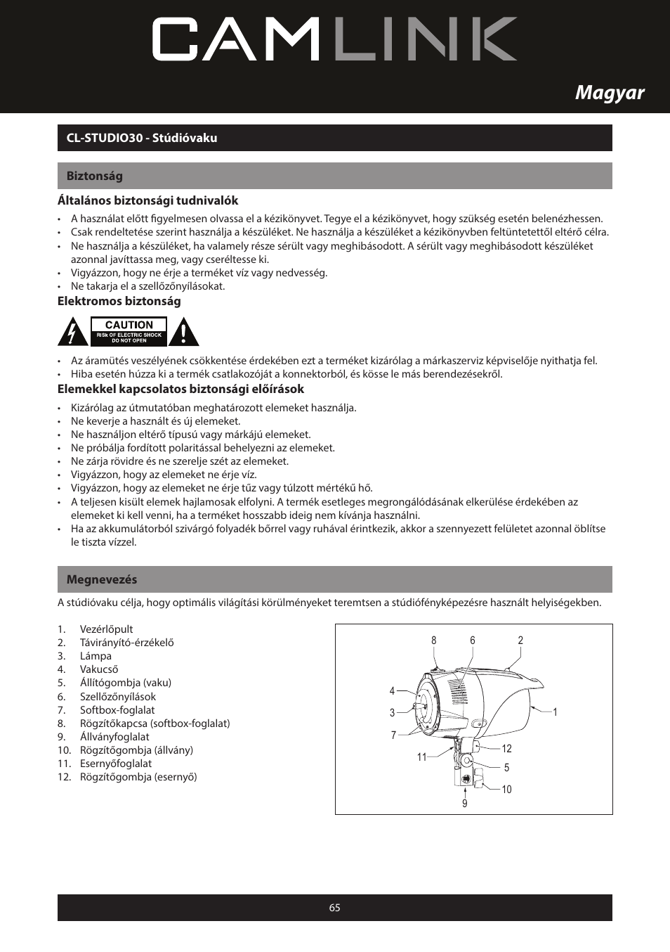 Magyar | Camlink Professional photo studio CL-STUDIO30 User Manual | Page 65 / 108