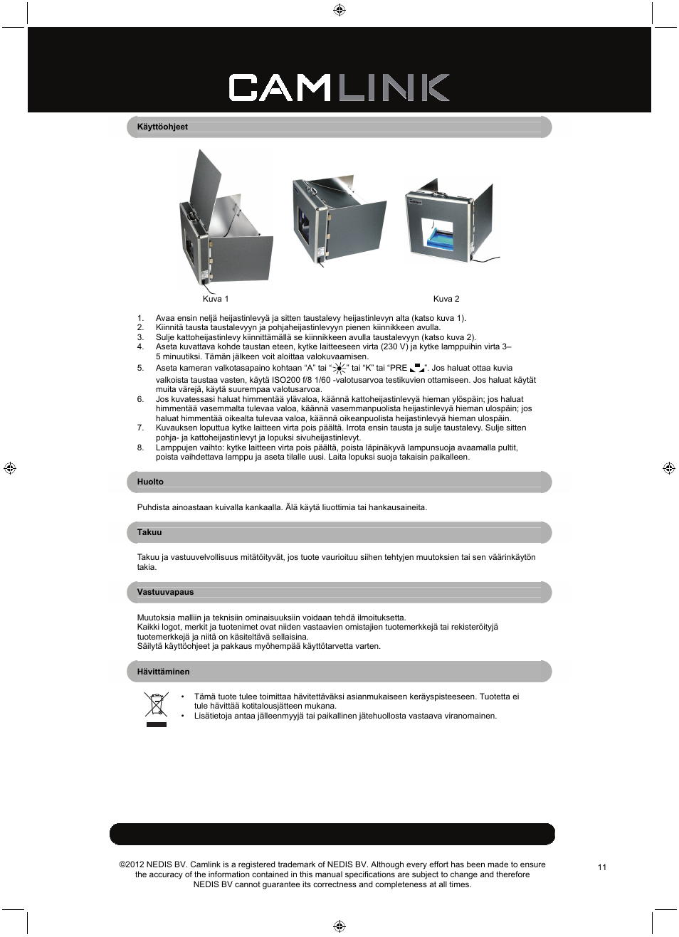 Camlink Professional photo studio CL-STUDIO20 User Manual | Page 11 / 22