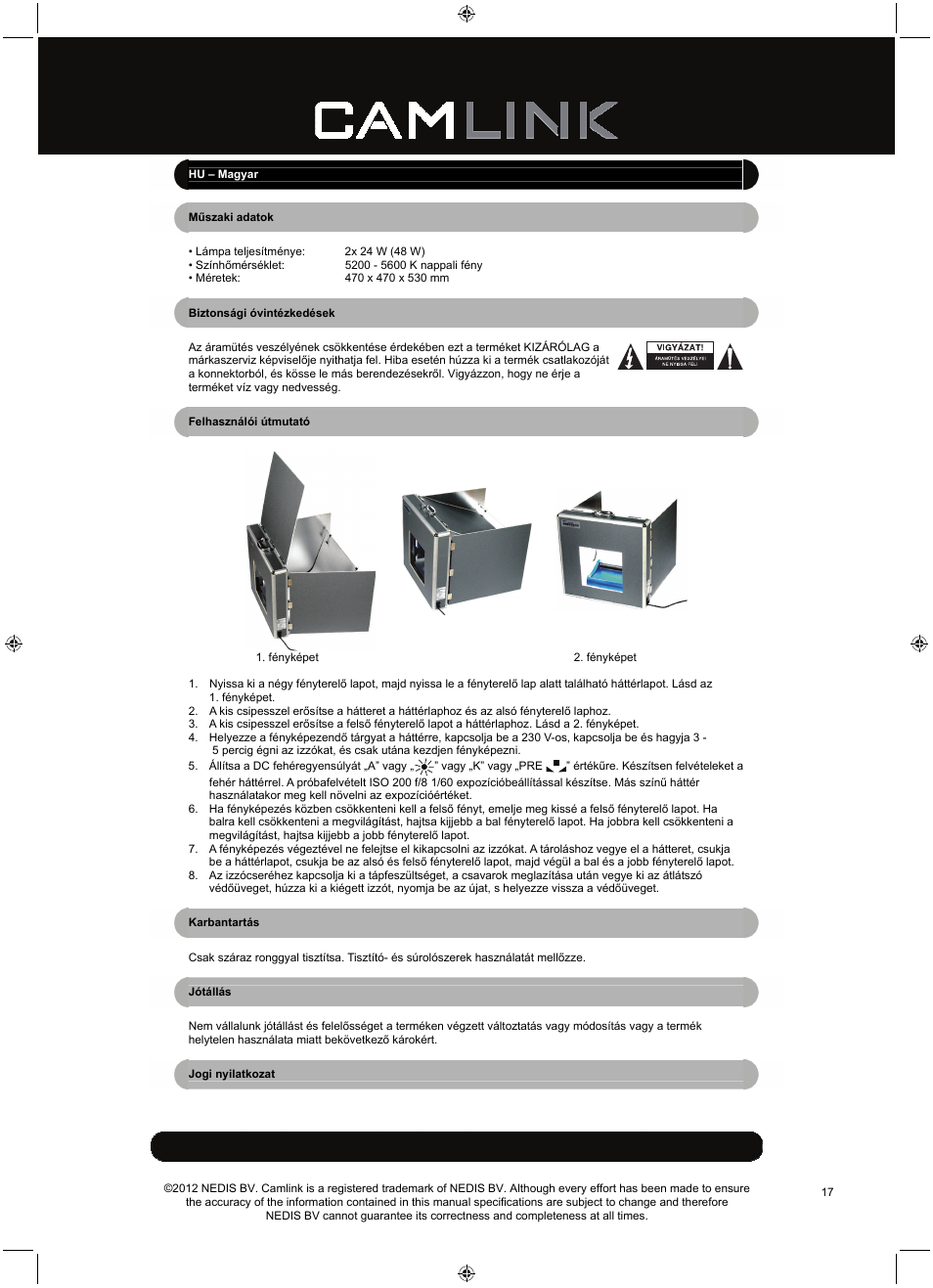 Camlink Professional photo studio CL-STUDIO20 User Manual | Page 17 / 22