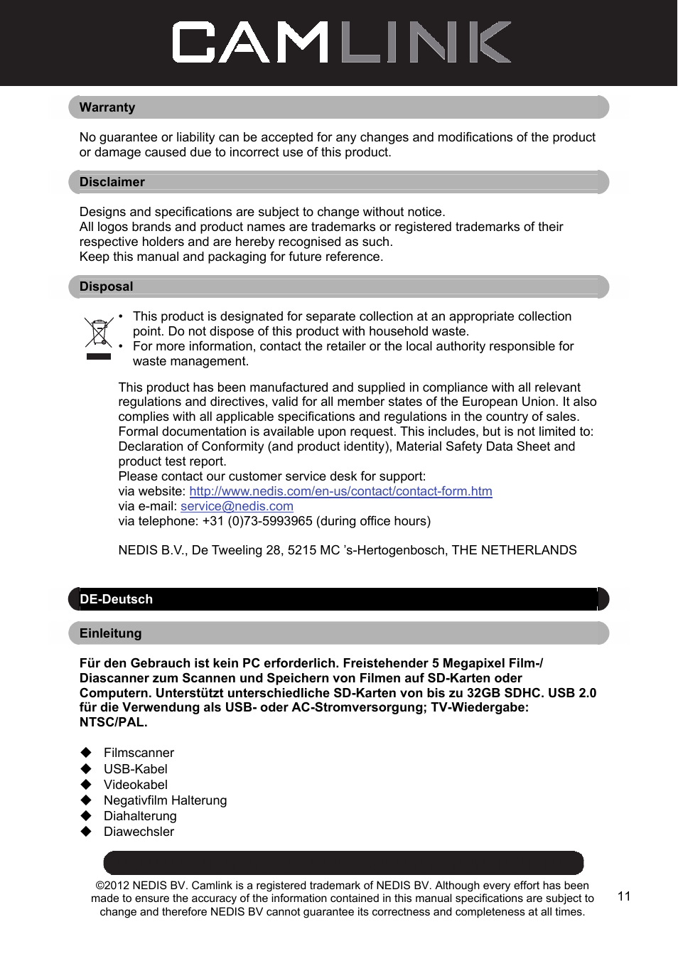Camlink Film scanner User Manual | Page 11 / 138