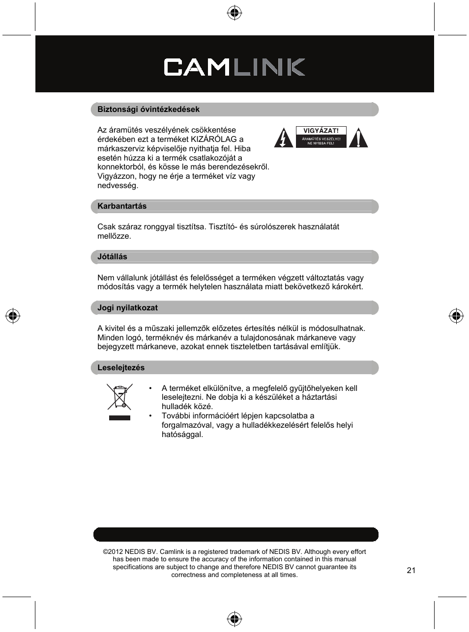 Camlink Dimmable video LED lamp 256 LEDs User Manual | Page 21 / 28