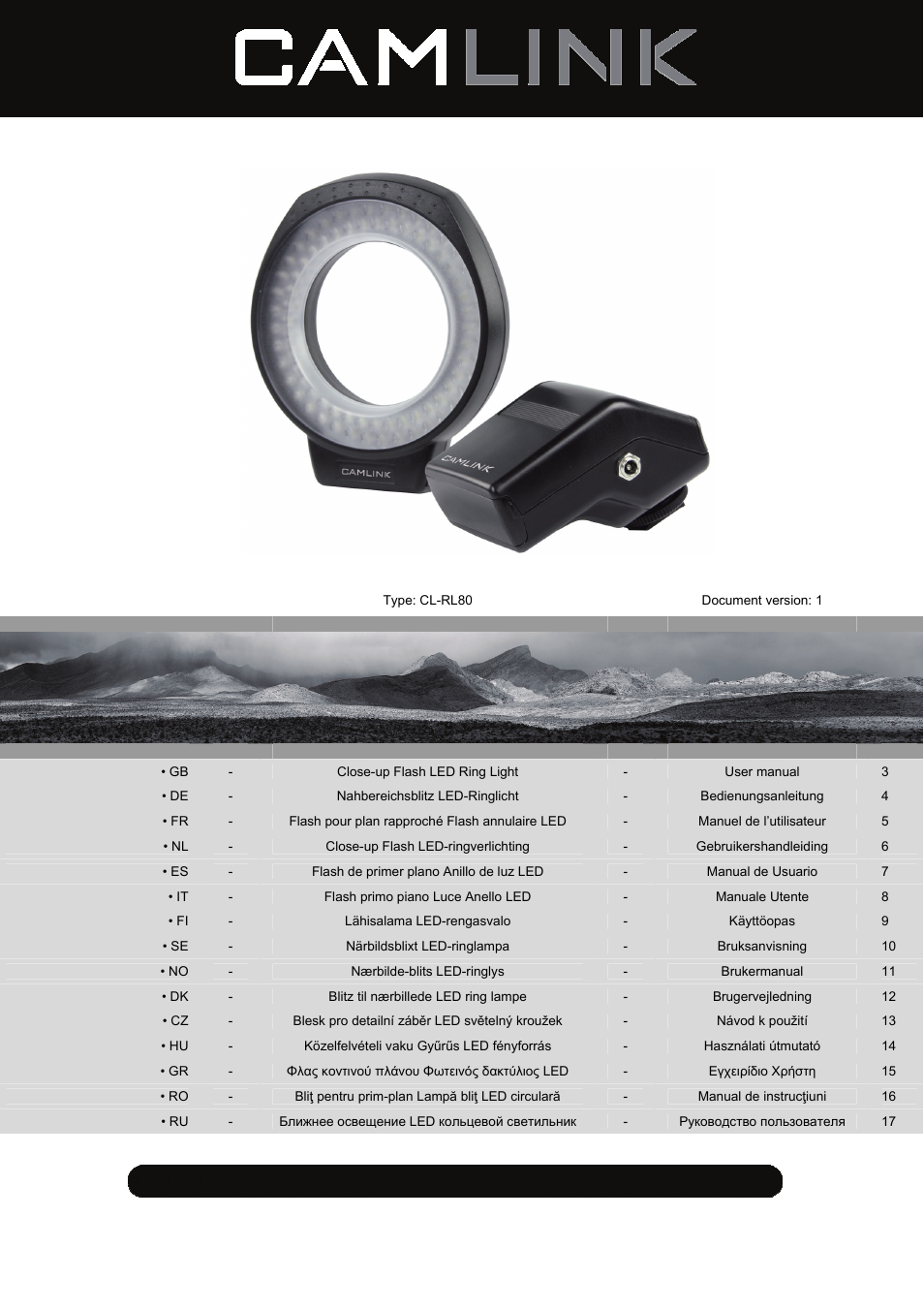 Camlink Close-up Flash LED Ring Light User Manual | 19 pages