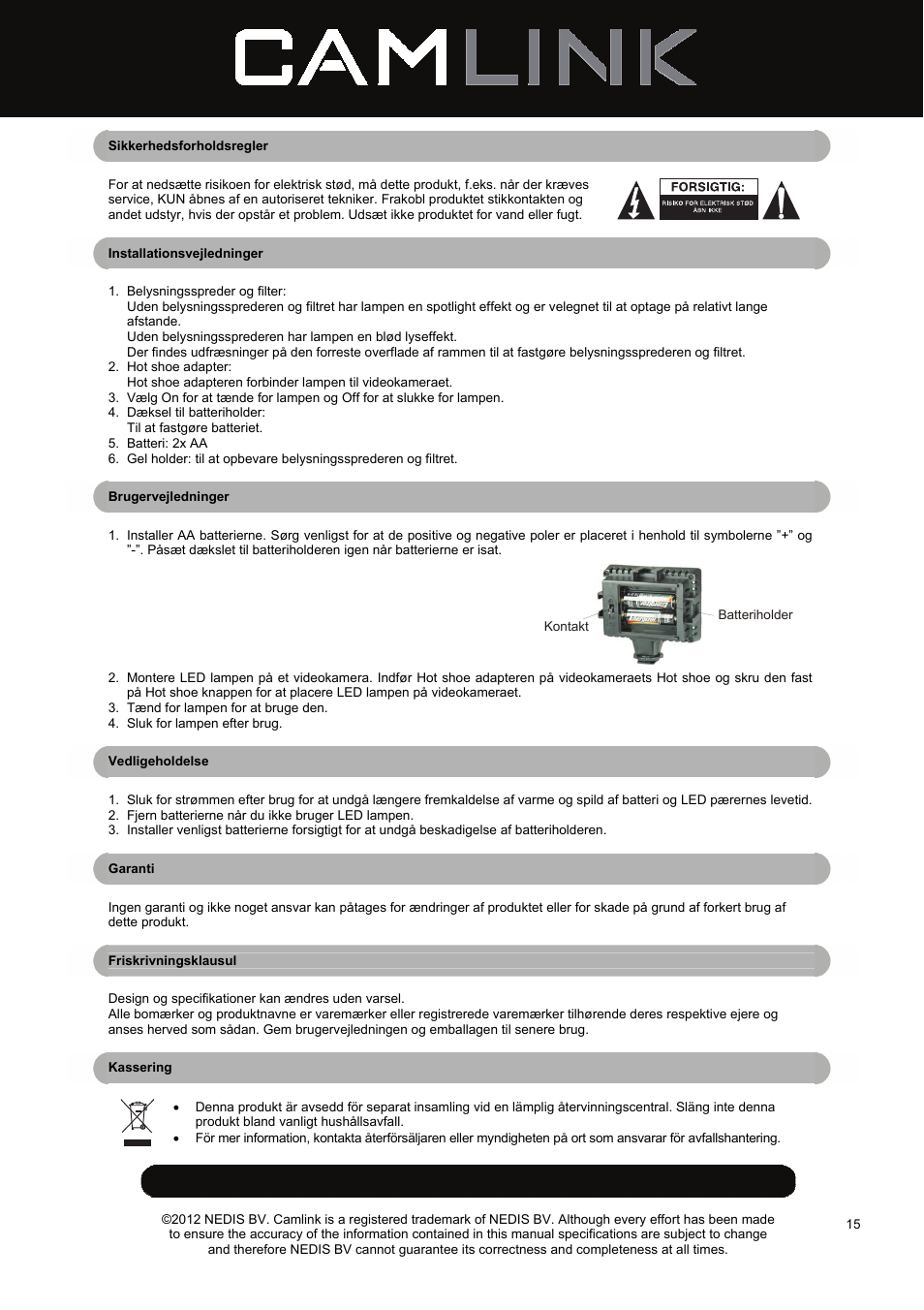 Camlink Photo/Video 48 LEDs Light User Manual | Page 15 / 23