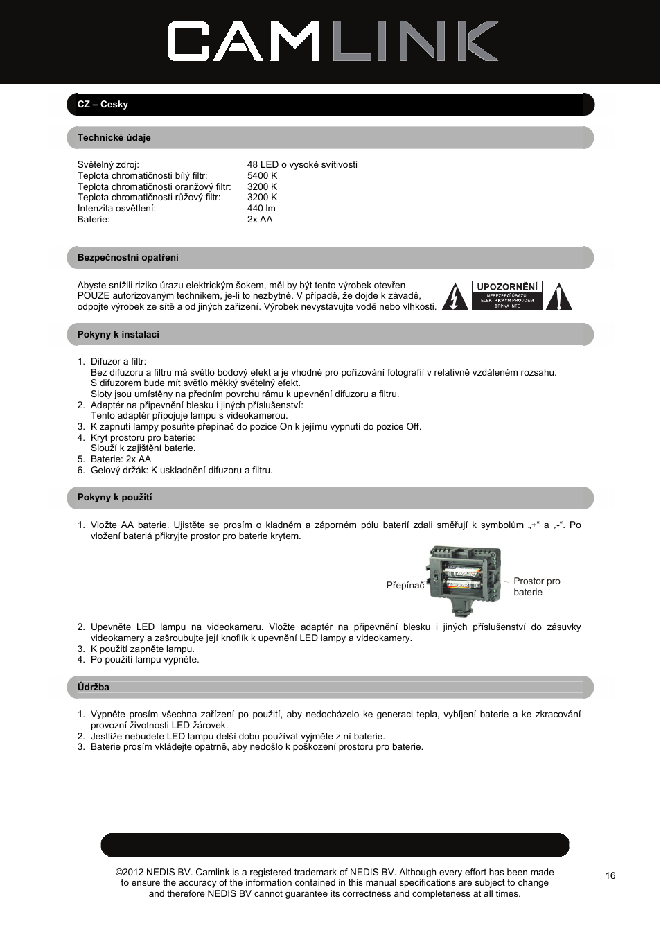 Camlink Photo/Video 48 LEDs Light User Manual | Page 16 / 23