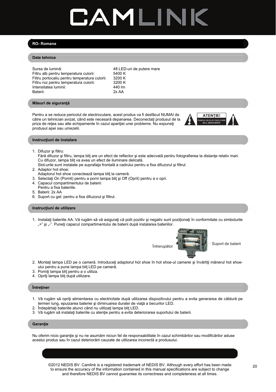 Camlink Photo/Video 48 LEDs Light User Manual | Page 20 / 23
