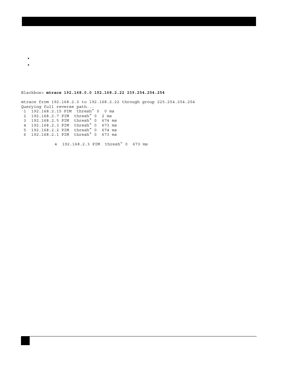 2 mtrace example, Mtrace example | Black Box LR1102A-T1/E1 User Manual | Page 116 / 142