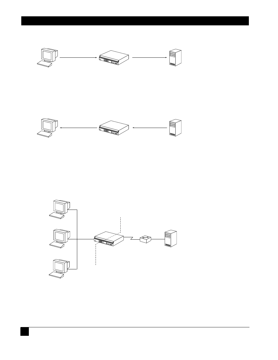 2 bootp replies, 3 using dhcp relay with nat, 4 command line interface | 1 enabling dhcp relay, Bootp replies, Using dhcp relay with nat, Command line interface, Enabling dhcp relay, Figure 2 bootp requests, Figure 3 bootp replies | Black Box LR1102A-T1/E1 User Manual | Page 12 / 142