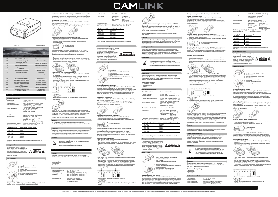 Camlink Z1 Universal Charger User Manual | 4 pages