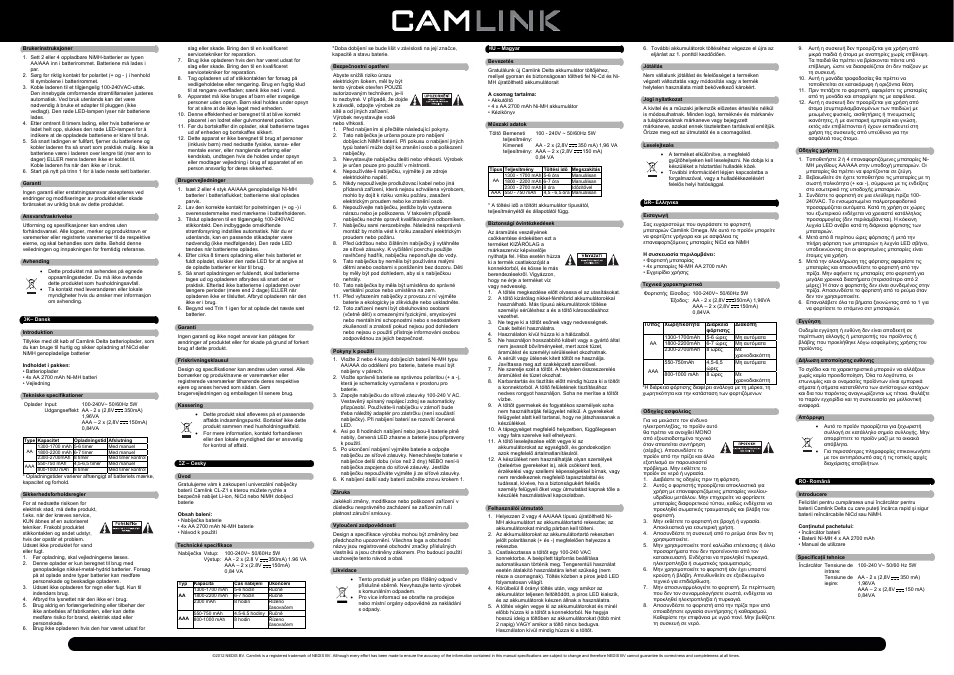 Camlink Delta3 EU Charger + 4 x AA 2700mAh Ni-MH Batteries User Manual | Page 3 / 4