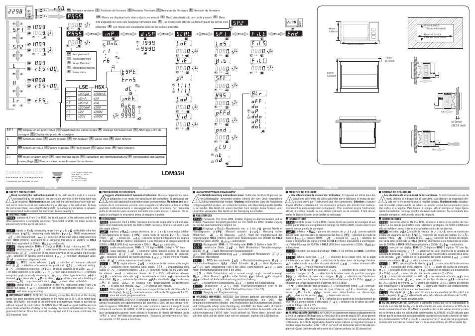 Carlo Gavazzi LDM35H User Manual | 2 pages