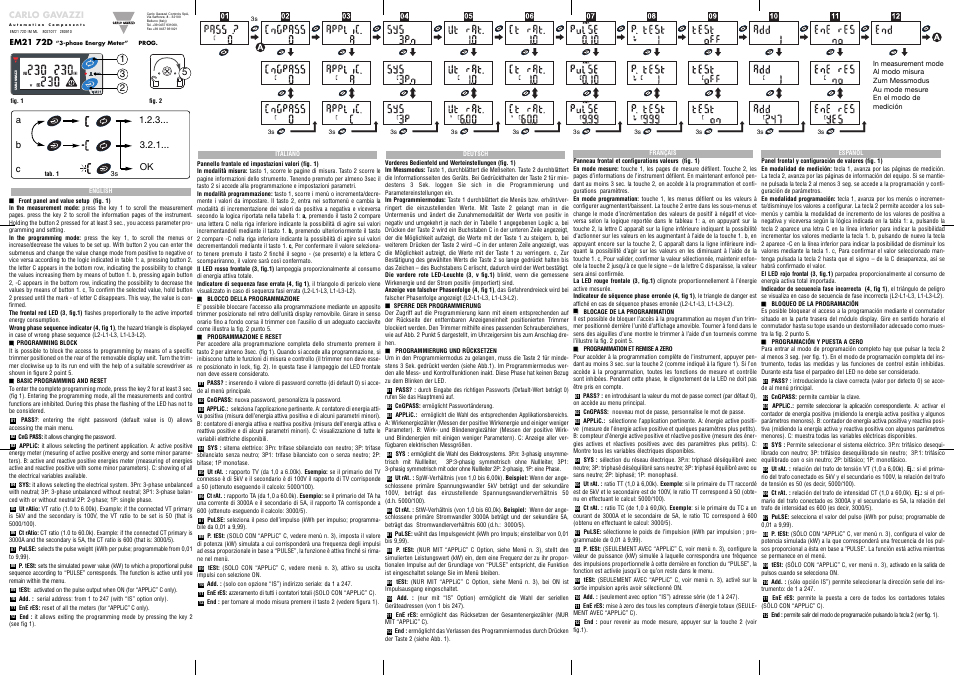 Carlo Gavazzi EM21 User Manual | 4 pages