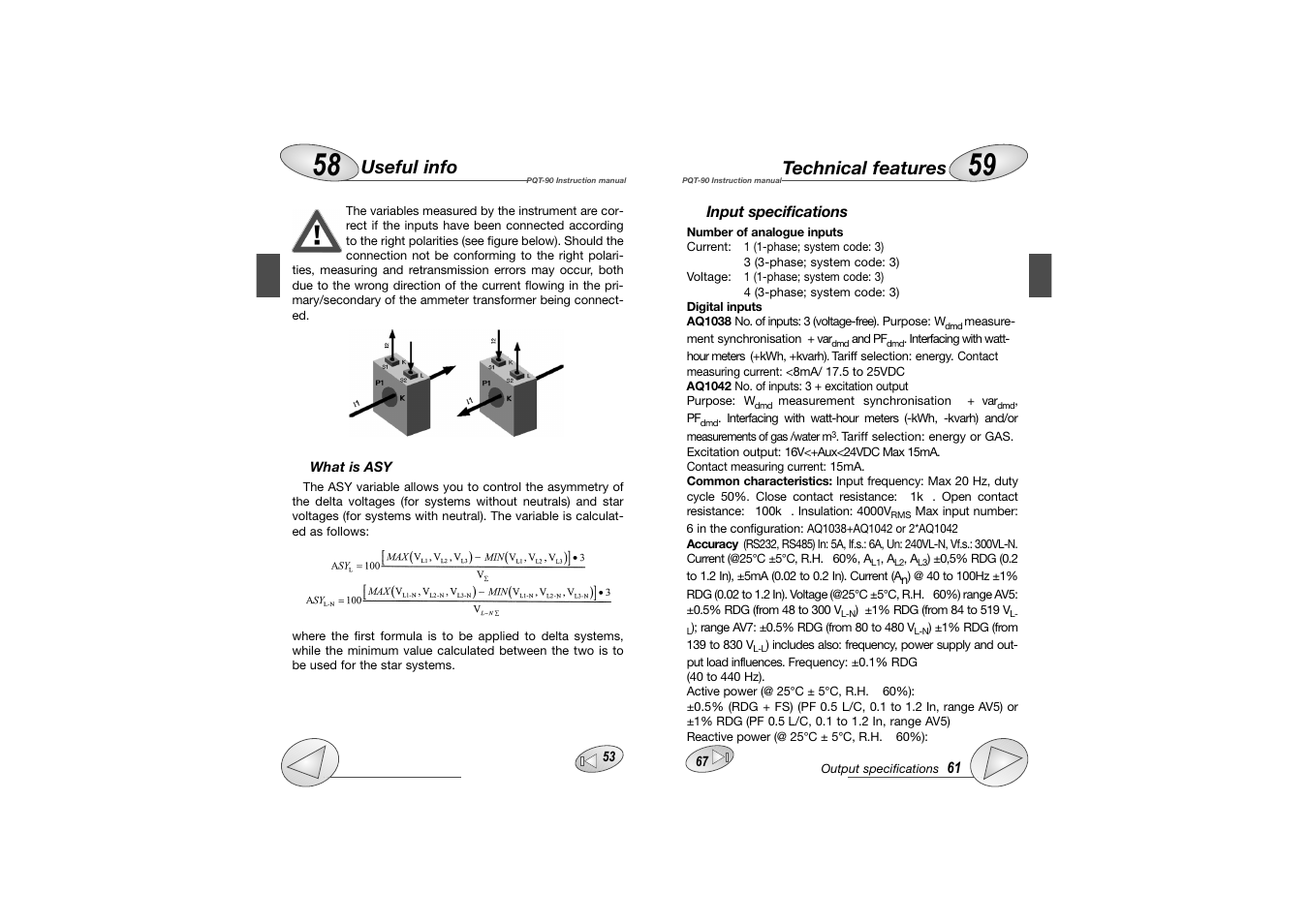 Technical features, Useful info | Carlo Gavazzi PQT-90 User Manual | Page 31 / 46