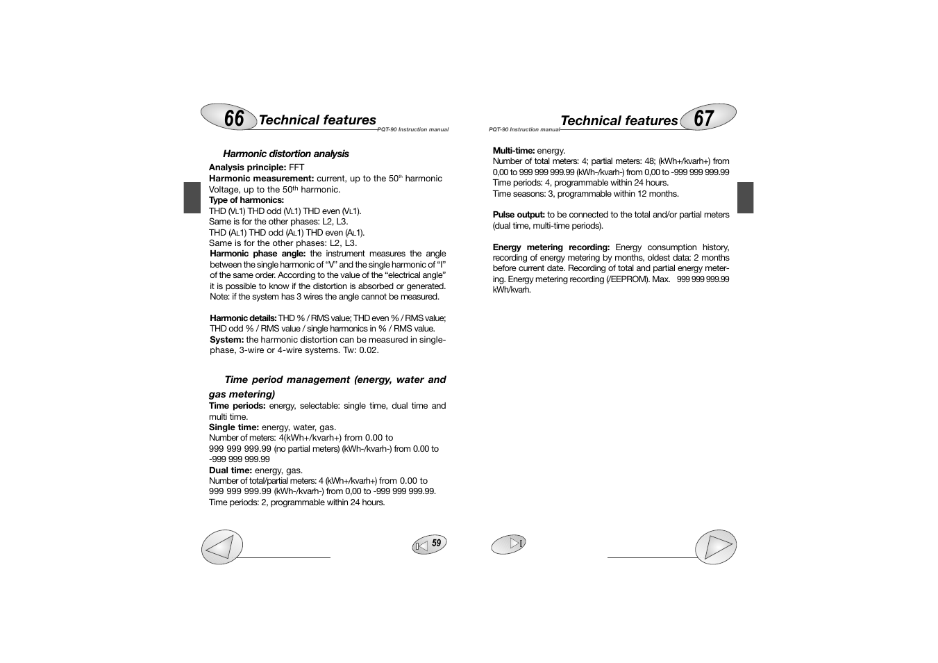 Technical features | Carlo Gavazzi PQT-90 User Manual | Page 35 / 46
