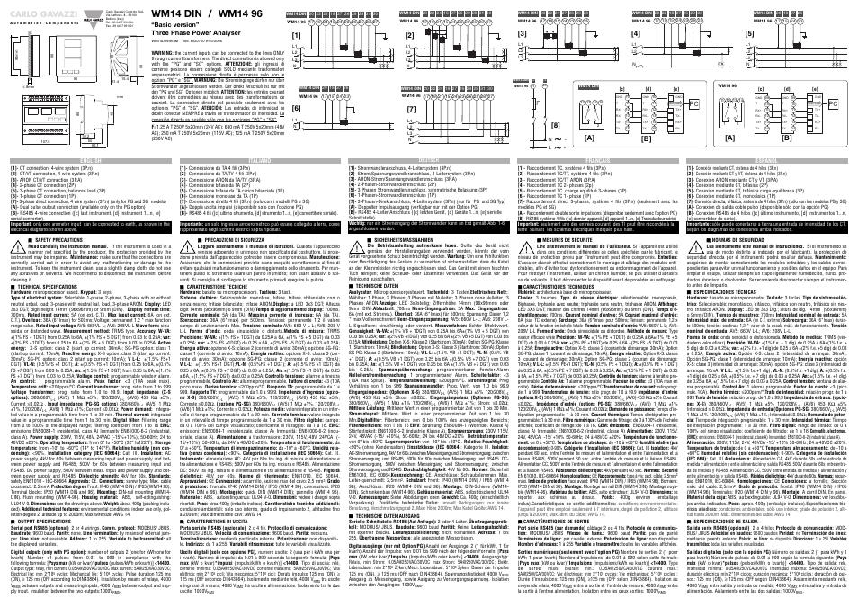 Carlo Gavazzi WM14 User Manual | 6 pages