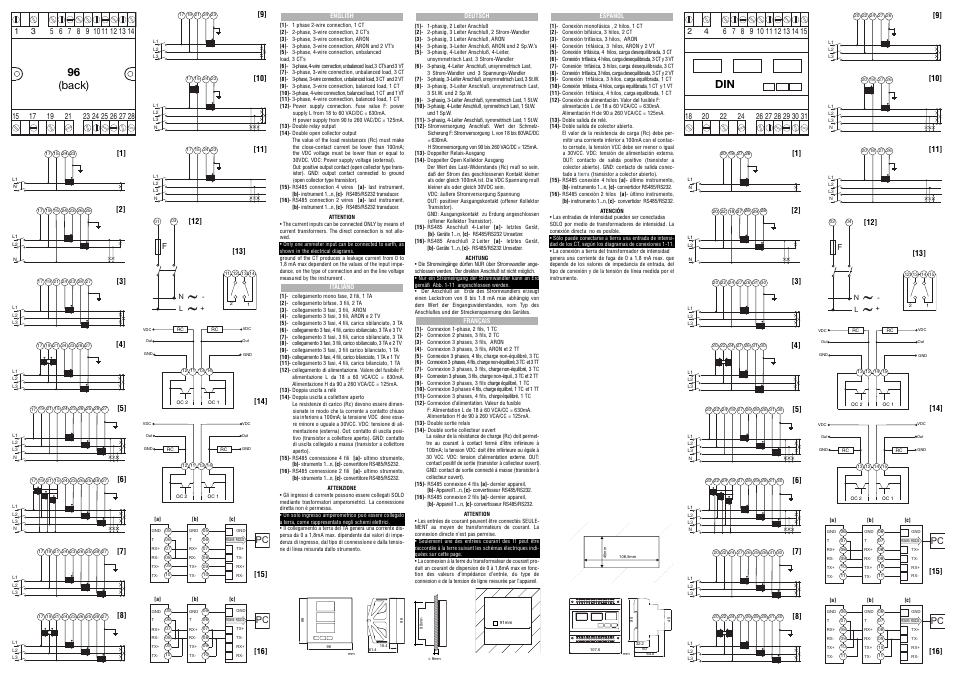 96 (back) din | Carlo Gavazzi WM14 User Manual | Page 6 / 6