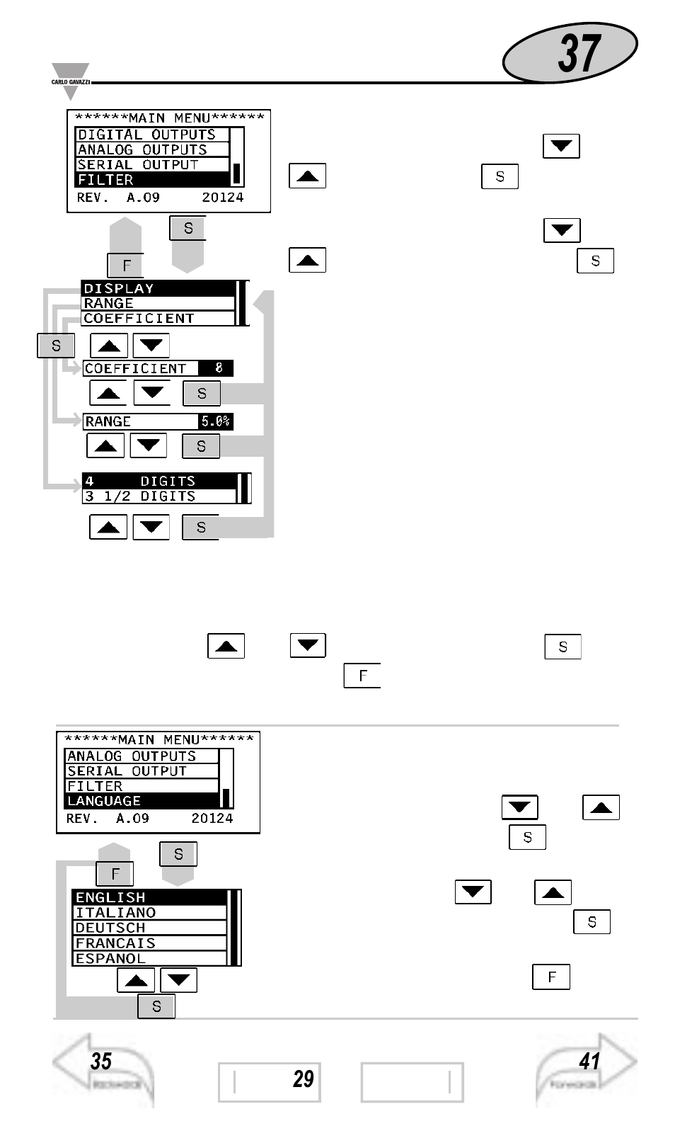 Outputs / other settings | Carlo Gavazzi WM3-96 User Manual | Page 36 / 63