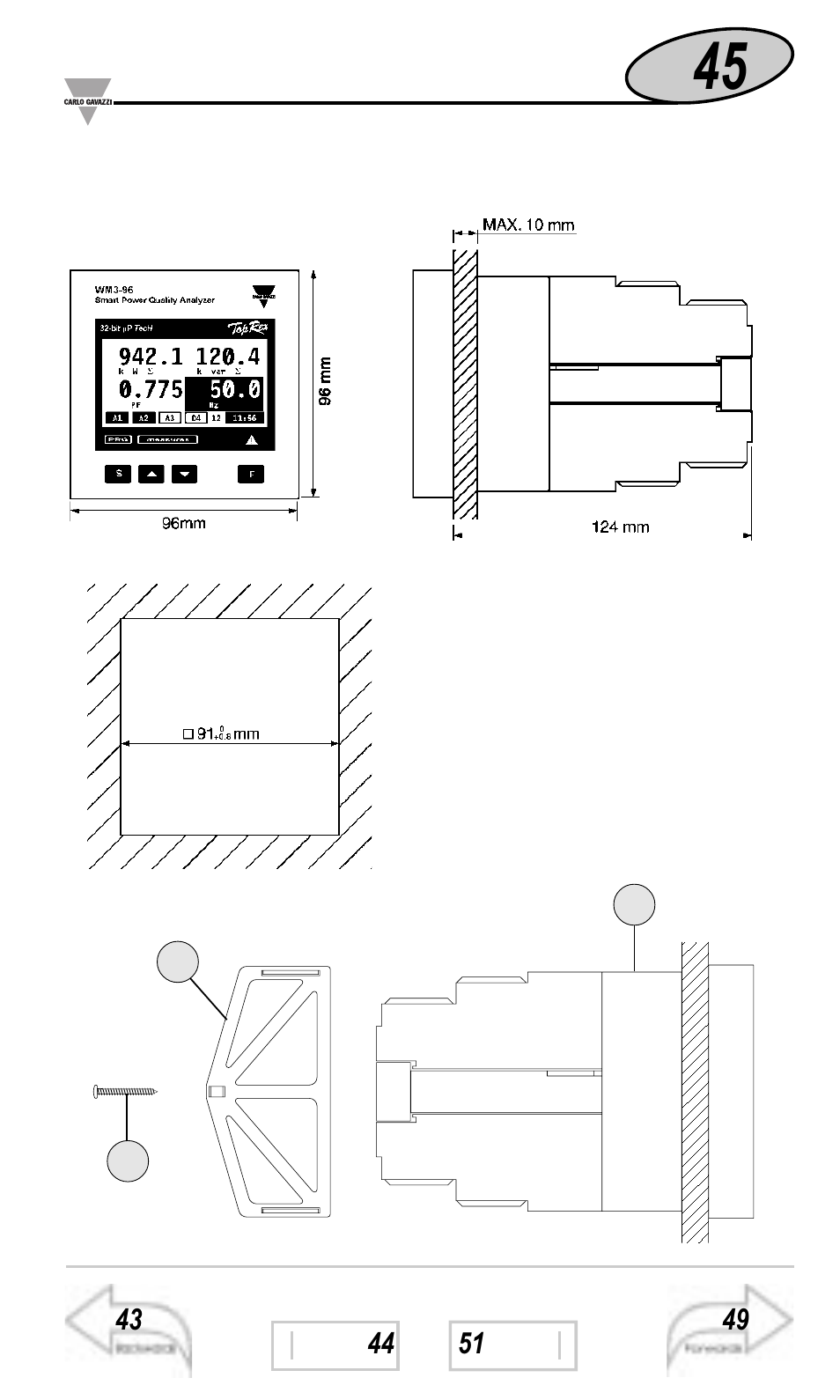 Installation | Carlo Gavazzi WM3-96 User Manual | Page 44 / 63