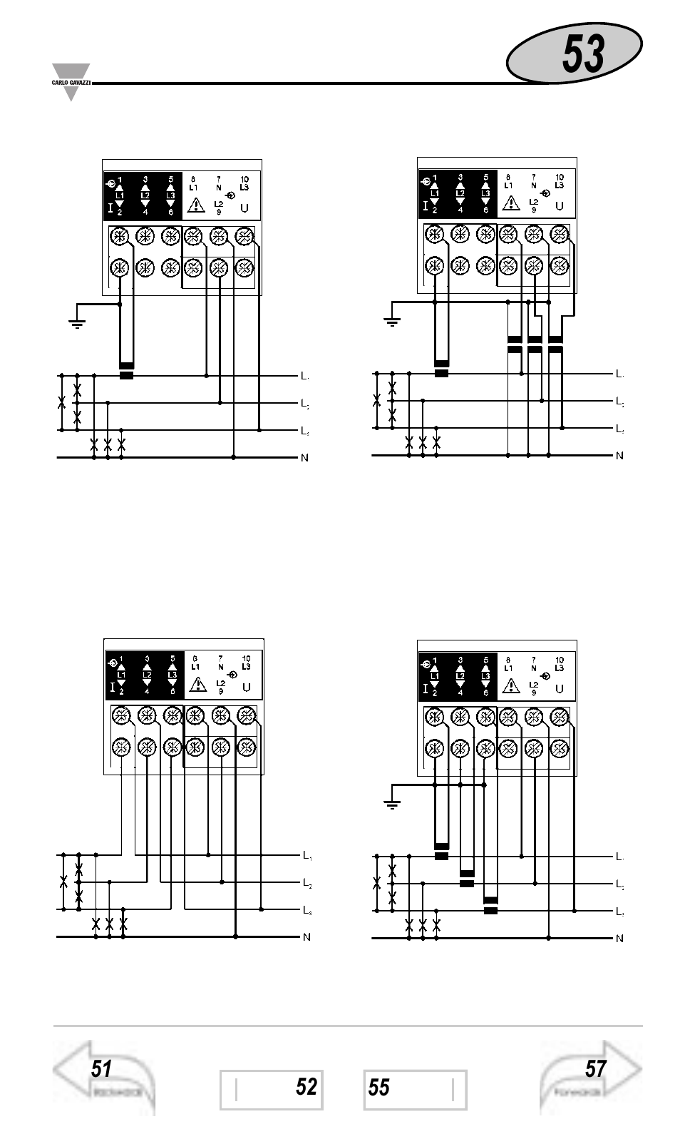 Electrical diagrams | Carlo Gavazzi WM3-96 User Manual | Page 52 / 63