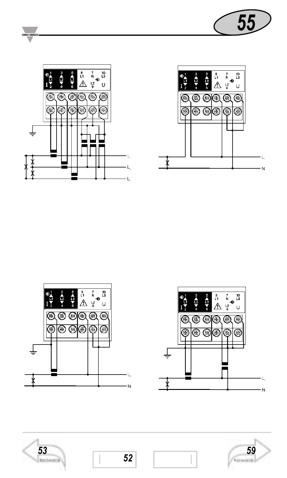 Electrical diagrams | Carlo Gavazzi WM3-96 User Manual | Page 54 / 63