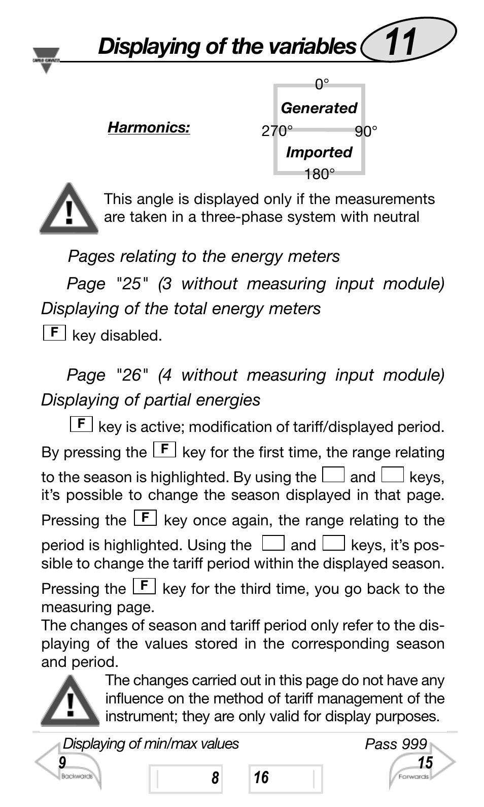 Displaying of the variables | Carlo Gavazzi WM4-96 User Manual | Page 11 / 84