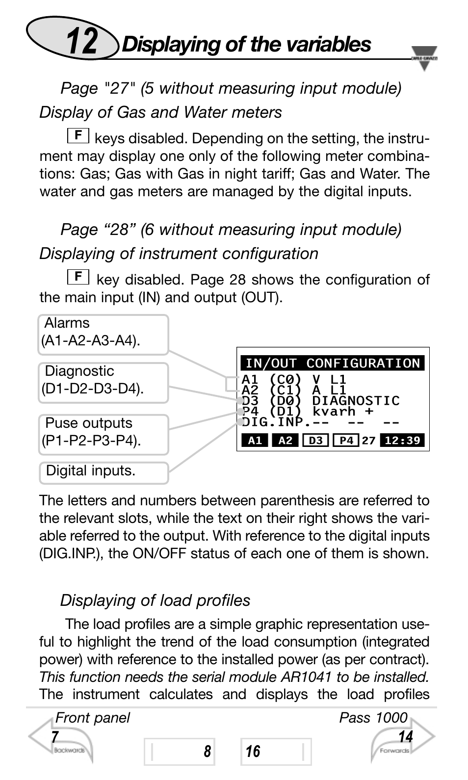 Displaying of the variables | Carlo Gavazzi WM4-96 User Manual | Page 12 / 84