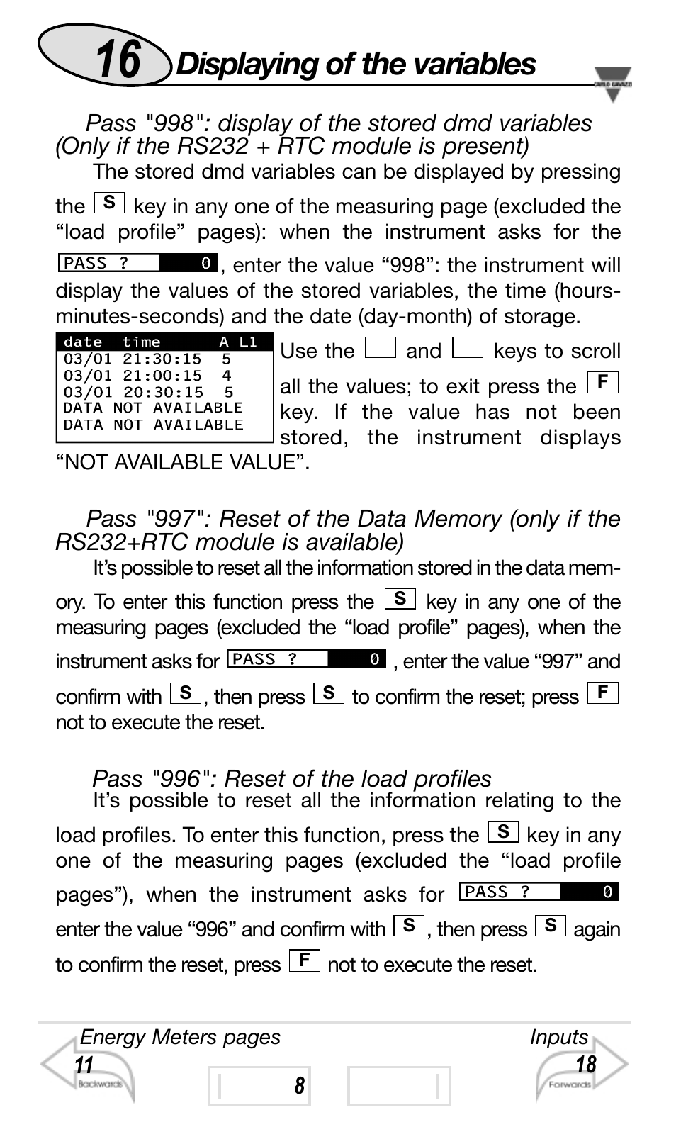 Displaying of the variables | Carlo Gavazzi WM4-96 User Manual | Page 16 / 84