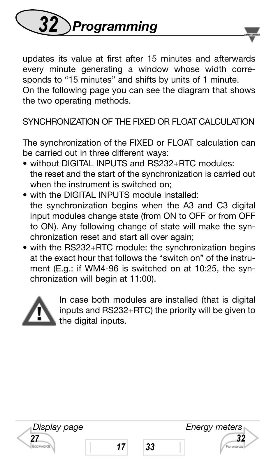 Programming | Carlo Gavazzi WM4-96 User Manual | Page 32 / 84