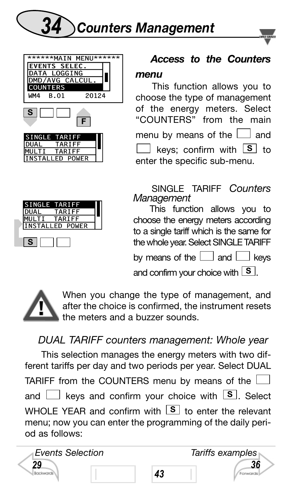 Counters management | Carlo Gavazzi WM4-96 User Manual | Page 34 / 84
