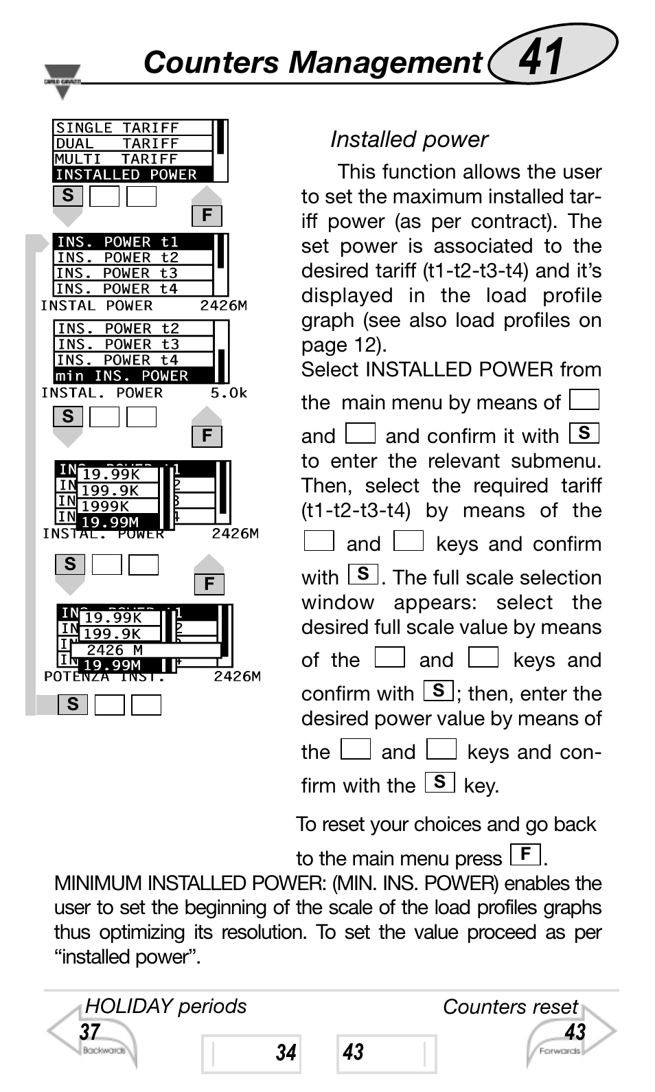 Counters management | Carlo Gavazzi WM4-96 User Manual | Page 41 / 84