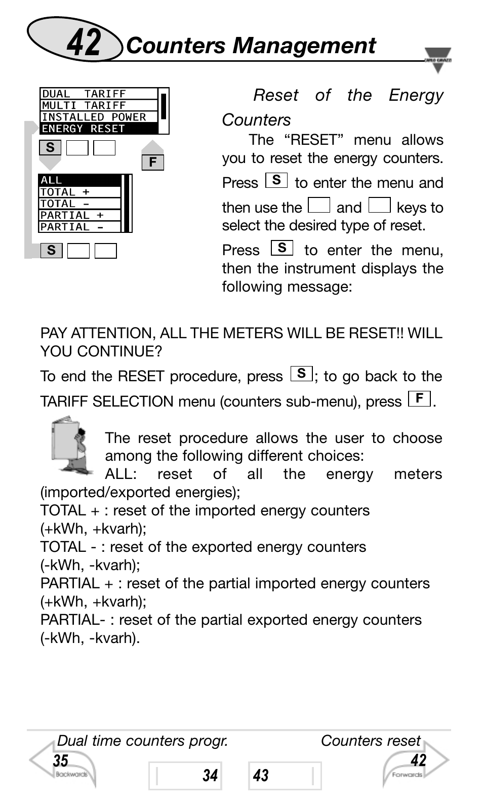 Counters management | Carlo Gavazzi WM4-96 User Manual | Page 42 / 84
