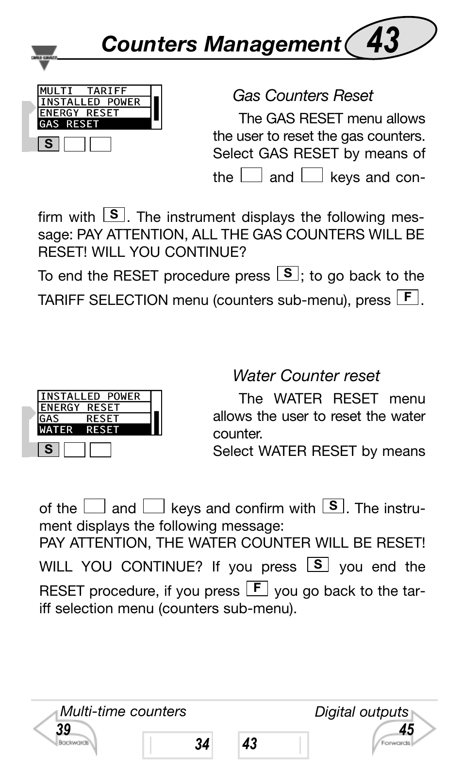 Counters management | Carlo Gavazzi WM4-96 User Manual | Page 43 / 84