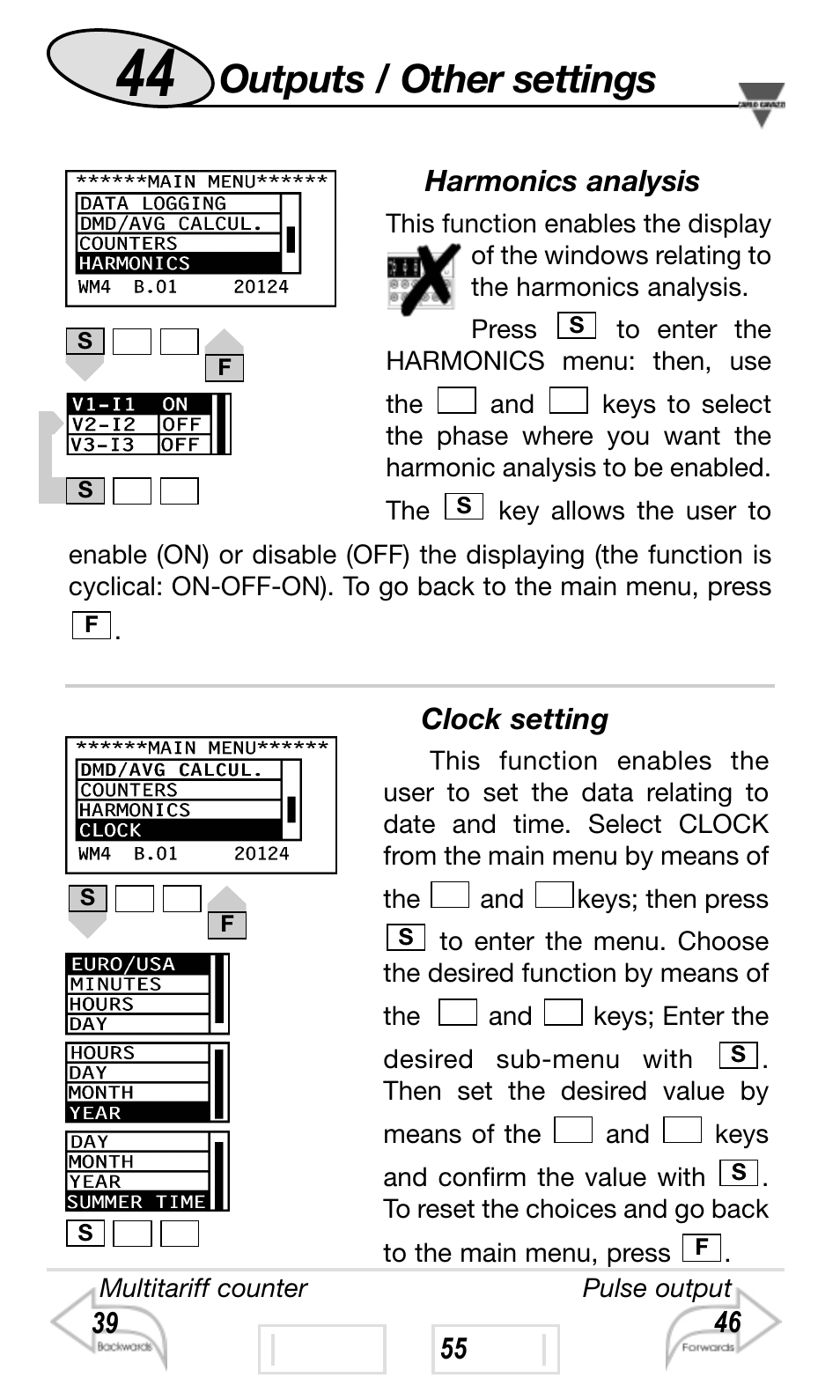 Outputs / other settings | Carlo Gavazzi WM4-96 User Manual | Page 44 / 84