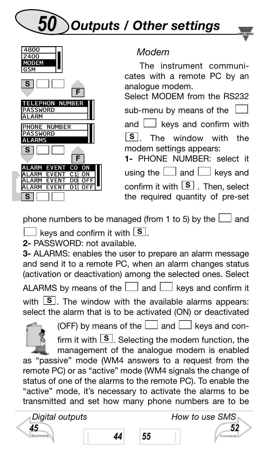 Outputs / other settings | Carlo Gavazzi WM4-96 User Manual | Page 50 / 84