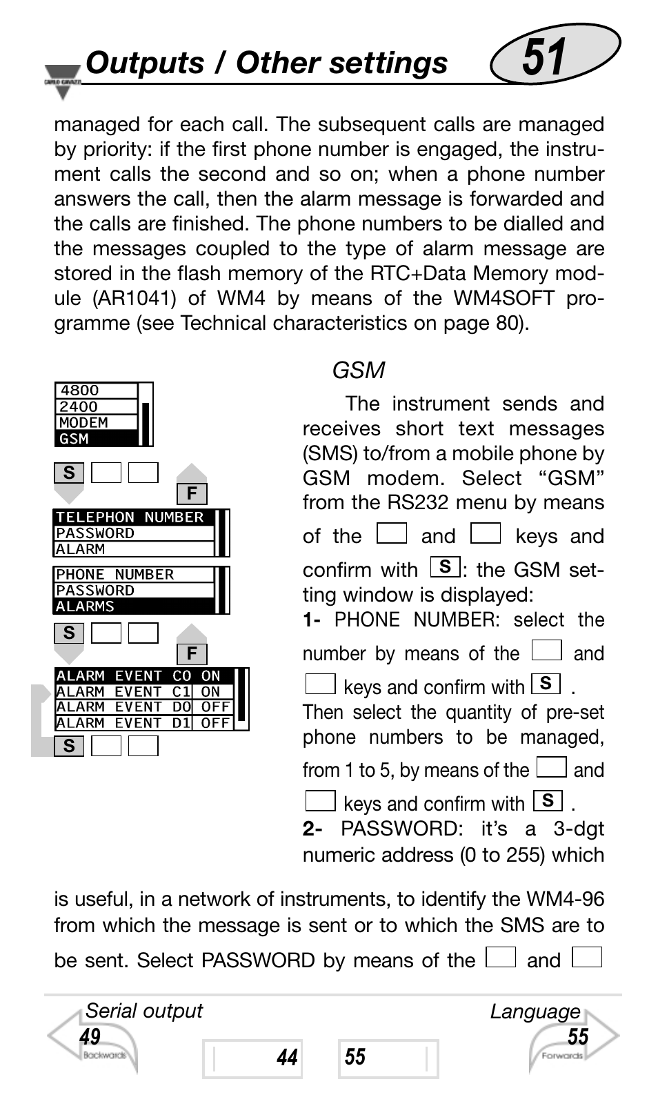 Outputs / other settings | Carlo Gavazzi WM4-96 User Manual | Page 51 / 84