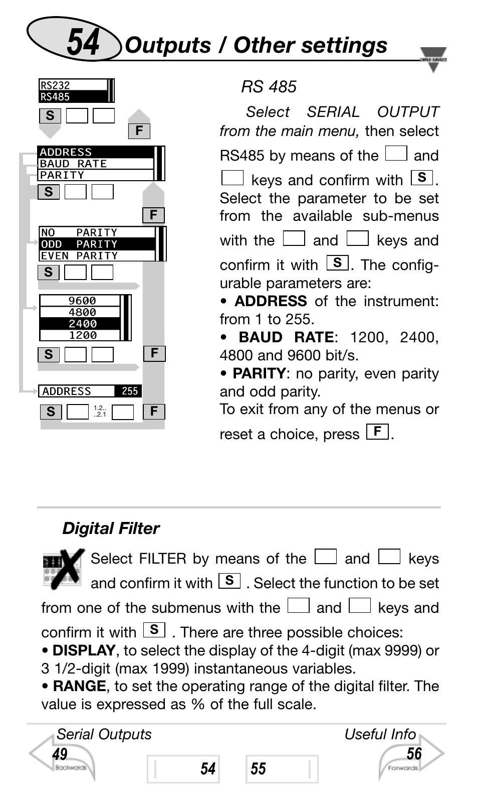 Outputs / other settings | Carlo Gavazzi WM4-96 User Manual | Page 54 / 84