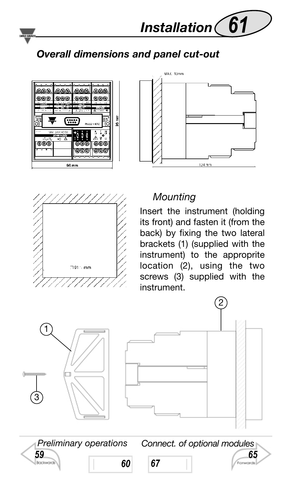 Installation | Carlo Gavazzi WM4-96 User Manual | Page 61 / 84
