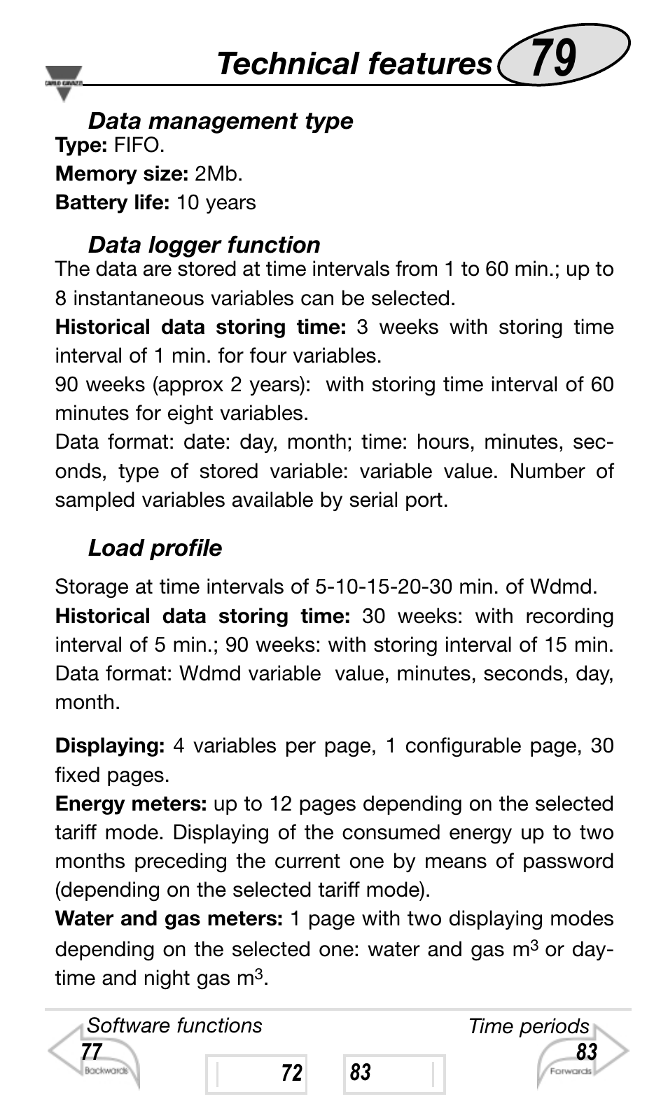 Technical features | Carlo Gavazzi WM4-96 User Manual | Page 79 / 84
