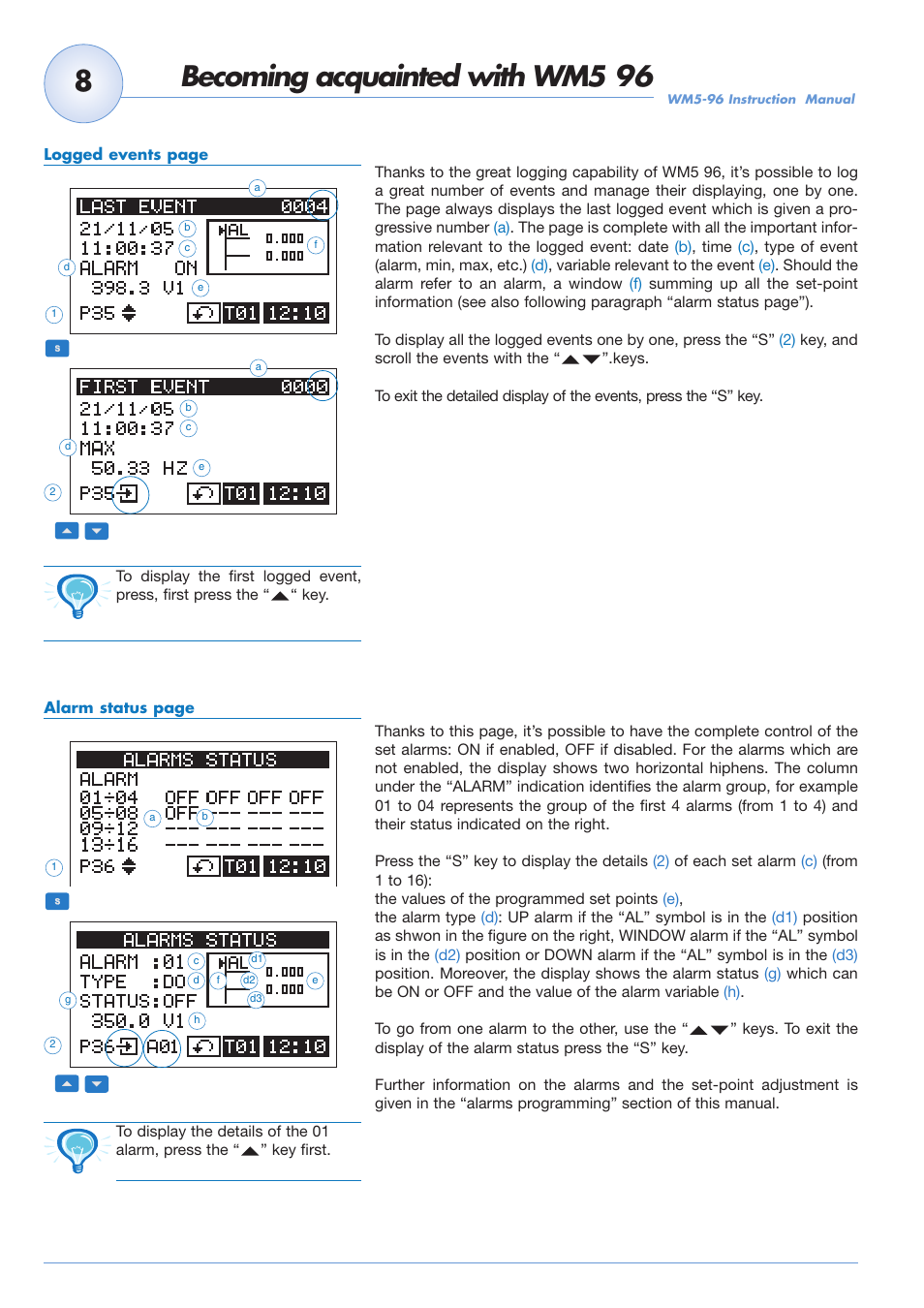 8becoming acquainted with wm5 96 | Carlo Gavazzi WM5-96 User Manual | Page 10 / 55