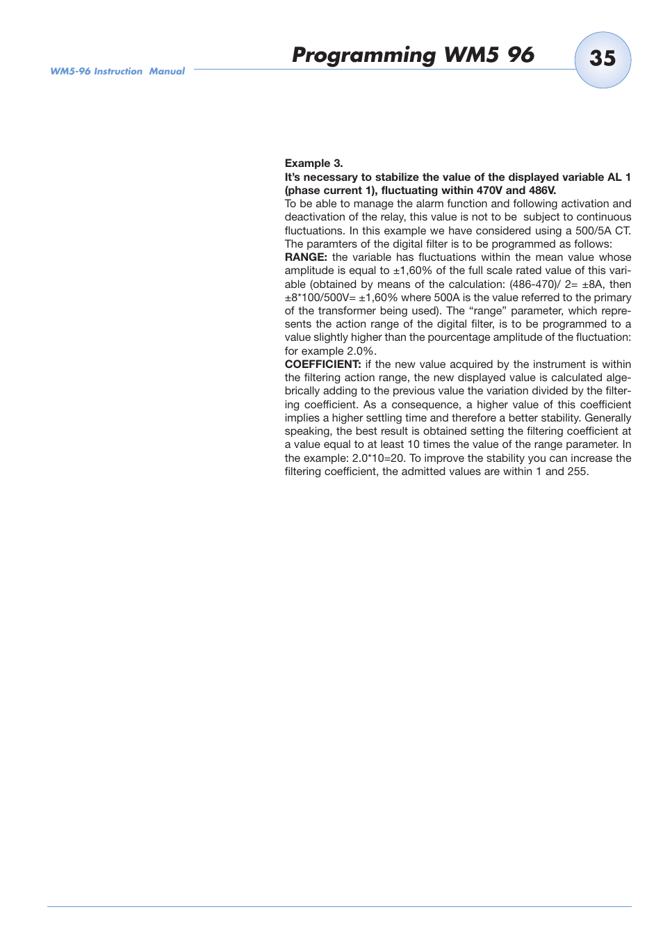 Programming wm5 96 | Carlo Gavazzi WM5-96 User Manual | Page 37 / 55