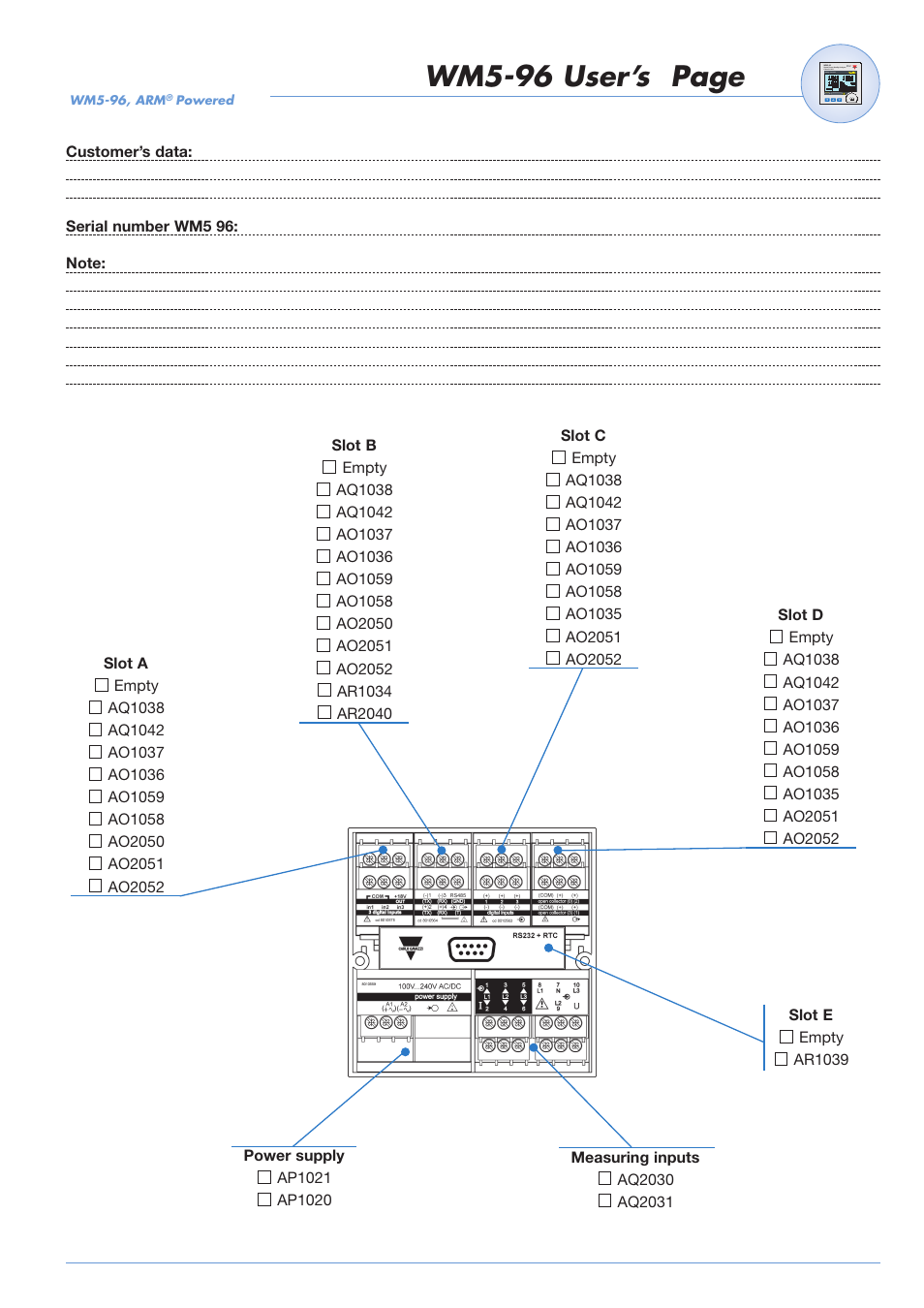 Wm5-96 user’s page | Carlo Gavazzi WM5-96 User Manual | Page 53 / 55